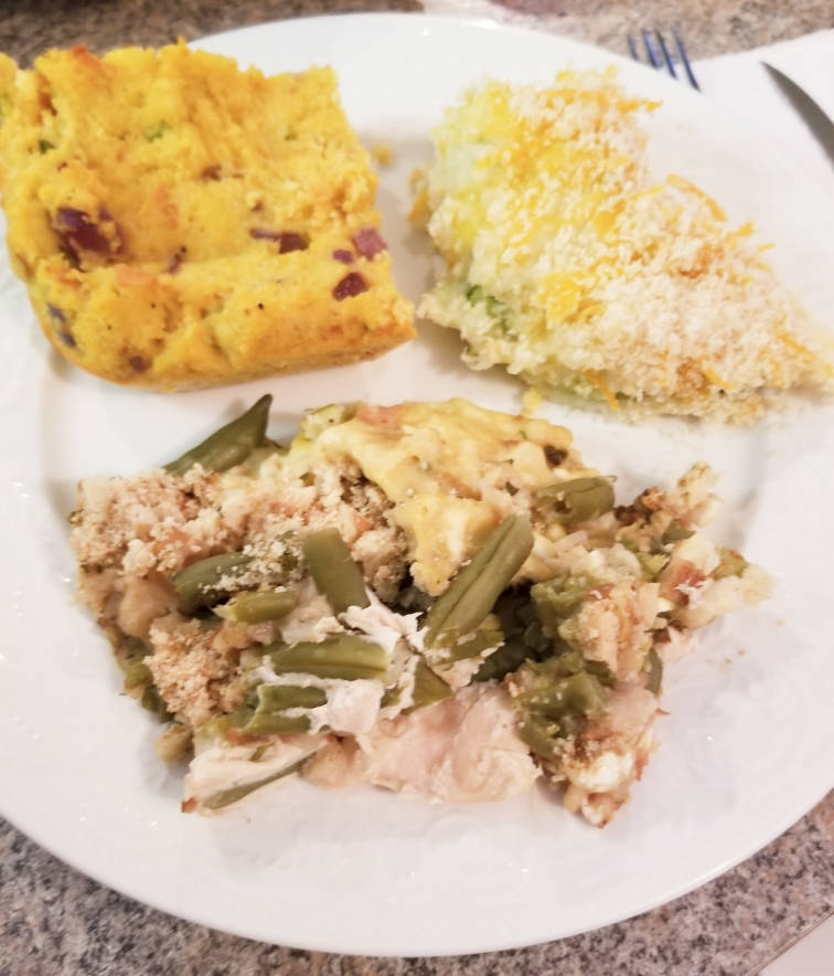 crock pot chicken and stuffing/dredge with flour and brown